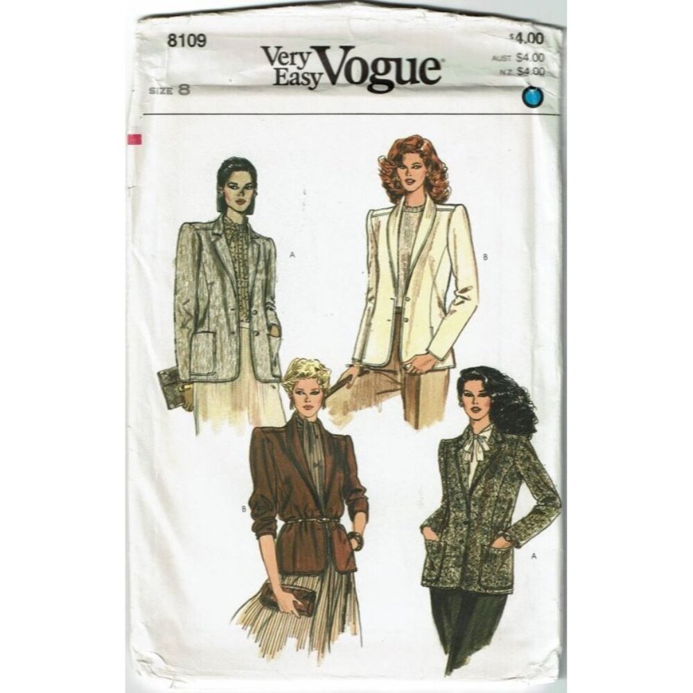 Vogue Sewing Pattern‎ 8109 Jacket Misses Petite Size 8